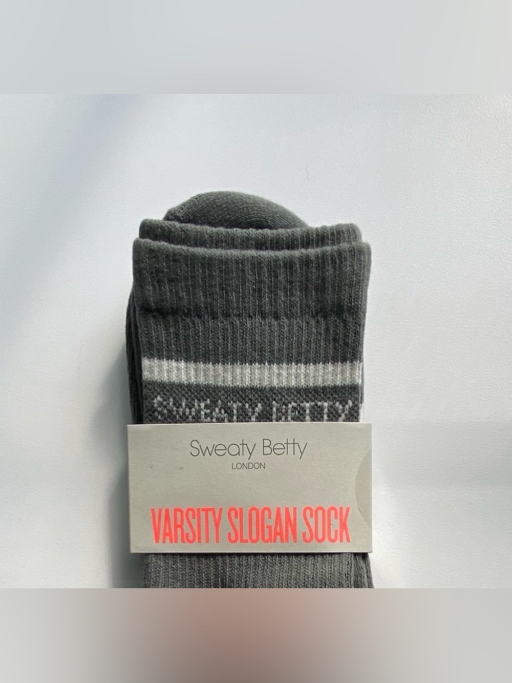 Sweaty Betty Varsity Slogan Socks, Crew Socks, Umbra Green - Picture 3 of 5